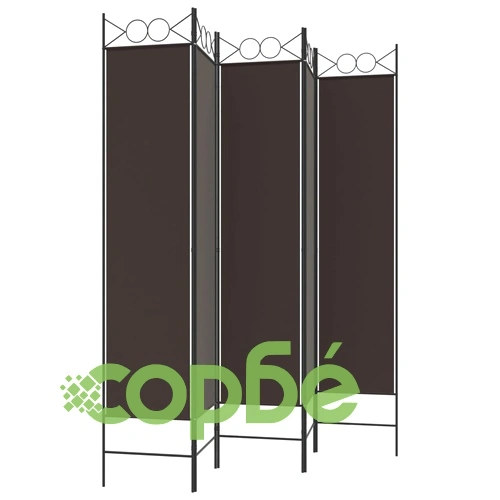 Параван за стая, 5 панела, кафяв, 200x200 см, плат ➤ топ цена ➤ sorbe.bg