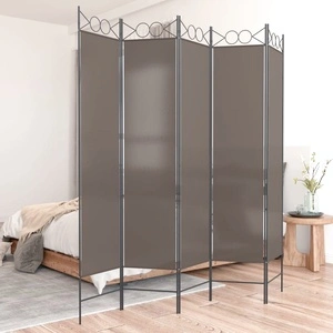 Параван за стая, 5 панела, антрацит, 200x200 cм, текстил