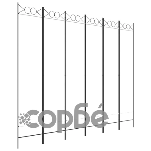 Параван за стая, 6 панела, бял, 240x200 см, текстил ➤ топ цена ➤ sorbe.bg