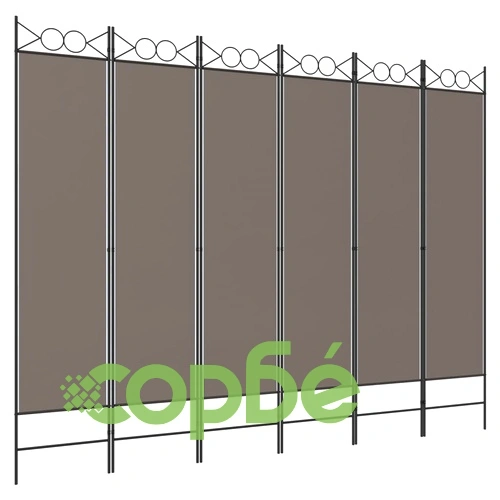 Параван за стая, 6 панела, антрацит, 240x200 cм, текстил ➤ топ цена ➤ sorbe.bg