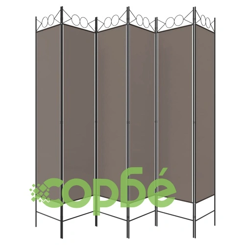 Параван за стая, 6 панела, антрацит, 240x200 cм, текстил ➤ топ цена ➤ sorbe.bg