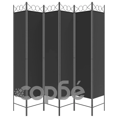 Параван за стая, 6 панела, черен, 240x200 cм, плат ➤ топ цена ➤ sorbe.bg