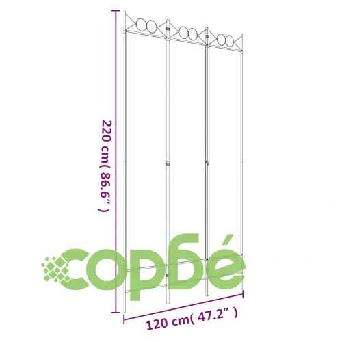 Параван за стая, 3 панела, антрацит, 120x220 cм, текстил ➤ топ цена ➤ sorbe.bg