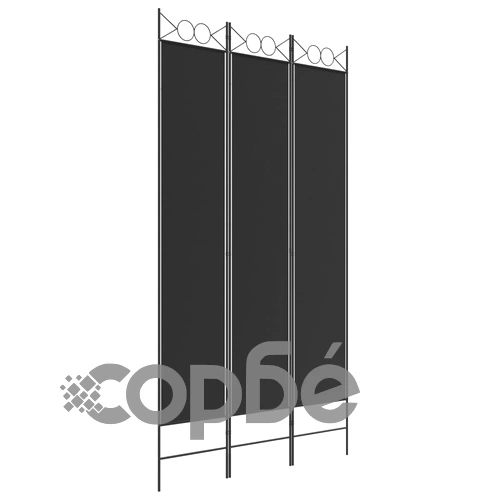 Параван за стая, 3 панела, черен, 120x220 см, плат ➤ топ цена ➤ sorbe.bg