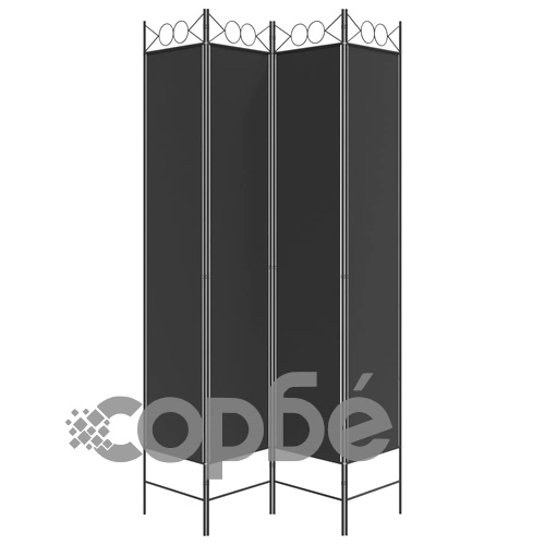 Параван за стая, 4 панела, черен, 160x220 см, плат ➤ топ цена ➤ sorbe.bg