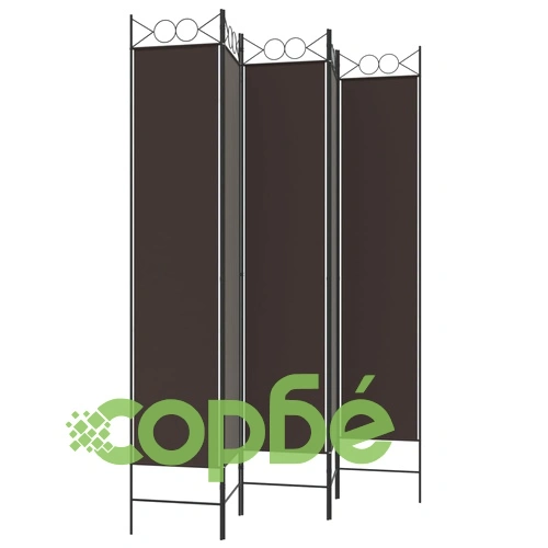 Параван за стая, 5 панела, кафяв, 200x220 см, плат ➤ топ цена ➤ sorbe.bg