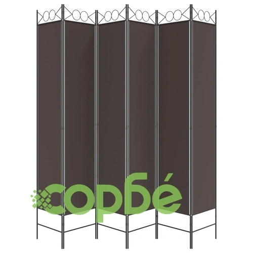 Параван за стая, 6 панела, кафяв, 240x220 см, плат ➤ топ цена ➤ sorbe.bg