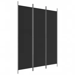 Параван за стая, 3 панела, черен, 150x200 см, плат