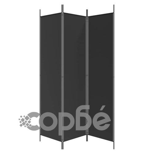 Параван за стая, 3 панела, черен, 150x200 см, плат ➤ топ цена ➤ sorbe.bg