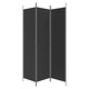 Параван за стая, 3 панела, черен, 150x200 см, плат