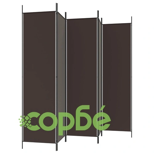Параван за стая, 5 панела, кафяв, 250x200 см, плат ➤ топ цена ➤ sorbe.bg