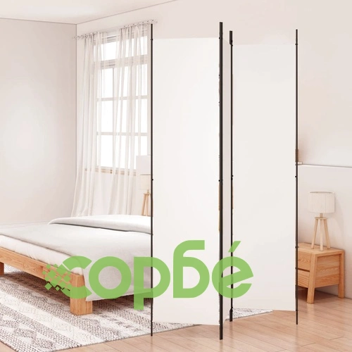 Параван за стая, 3 панела, бял, 150x220 см, плат ➤ топ цена ➤ sorbe.bg