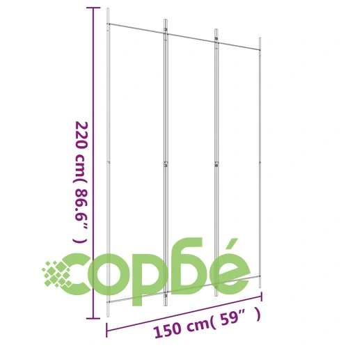 Параван за стая, 3 панела, черен, 150x220 см, плат ➤ топ цена ➤ sorbe.bg