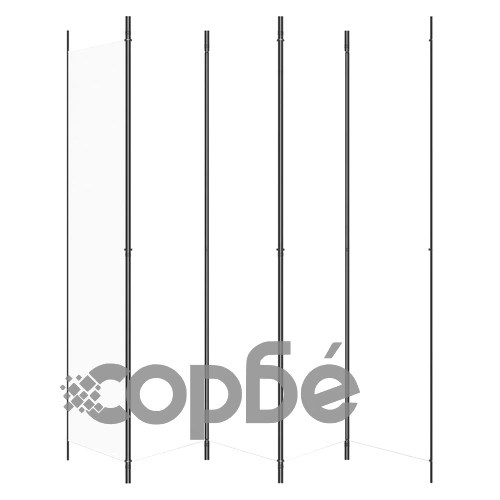 Параван за стая, 5 панела, бял, 250x220 см, текстил ➤ топ цена ➤ sorbe.bg