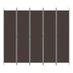 Параван за стая, 5 панела, кафяв, 250x220 см, плат