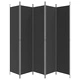 Параван за стая, 5 панела, черен, 250x220 см, текстил