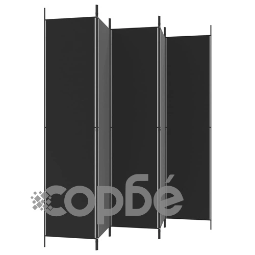 Параван за стая, 5 панела, черен, 250x220 см, текстил ➤ топ цена ➤ sorbe.bg