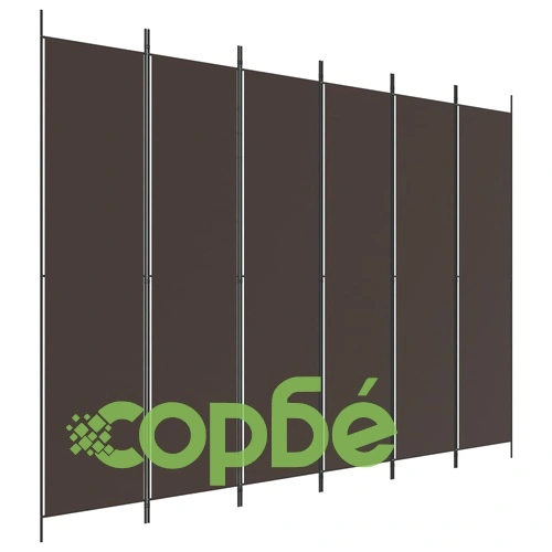 Параван за стая, 6 панела, кафяв, 300x220 см, плат ➤ топ цена ➤ sorbe.bg