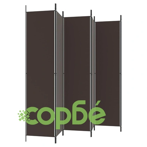 Параван за стая, 6 панела, кафяв, 300x220 см, плат ➤ топ цена ➤ sorbe.bg
