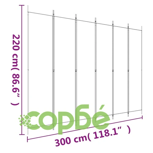 Параван за стая, 6 панела, кафяв, 300x220 см, плат ➤ топ цена ➤ sorbe.bg
