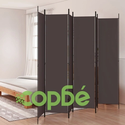Параван за стая, 6 панела, кафяв, 300x220 см, плат ➤ топ цена ➤ sorbe.bg