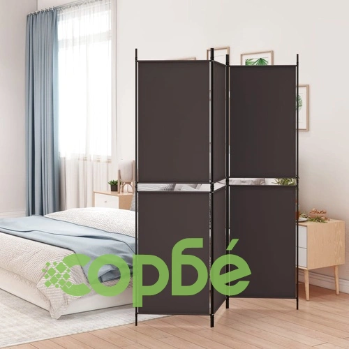 Параван за стая, 3 панела, кафяв, 150x180 см, плат ➤ топ цена ➤ sorbe.bg
