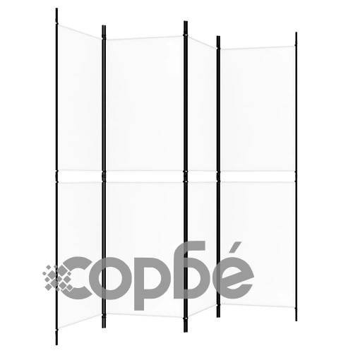 Параван за стая, 4 панела, бял, 200x180 см, текстил ➤ топ цена ➤ sorbe.bg