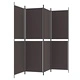Параван за стая, 4 панела, кафяв, 200x180 см, плат