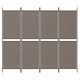 Параван за стая, 4 панела, антрацит, 200x180 cм, текстил
