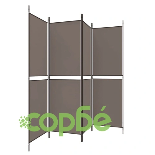 Параван за стая, 4 панела, антрацит, 200x180 cм, текстил ➤ топ цена ➤ sorbe.bg