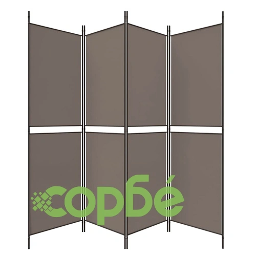 Параван за стая, 4 панела, антрацит, 200x180 cм, текстил ➤ топ цена ➤ sorbe.bg