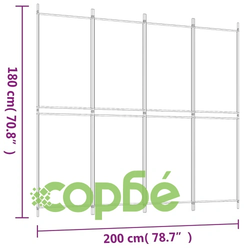 Параван за стая, 4 панела, антрацит, 200x180 cм, текстил ➤ топ цена ➤ sorbe.bg