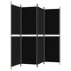 Параван за стая, 4 панела, черен, 200x180 cм, плат