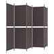 Параван за стая, 5 панела, кафяв, 250x180 см, плат