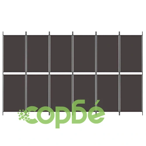 Параван за стая, 6 панела, кафяв, 300x180 см, плат ➤ топ цена ➤ sorbe.bg