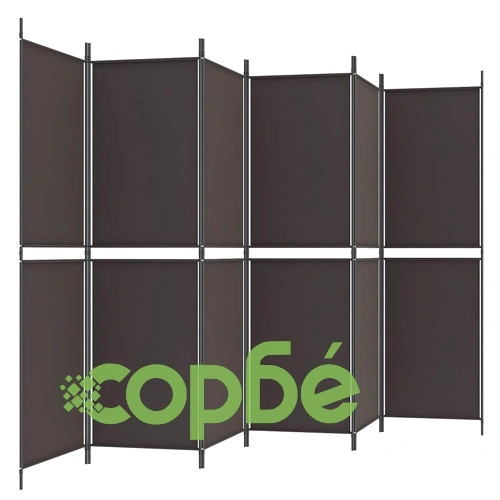 Параван за стая, 6 панела, кафяв, 300x180 см, плат ➤ топ цена ➤ sorbe.bg