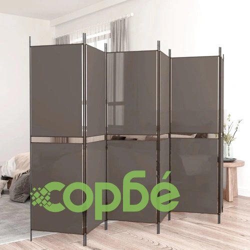 Параван за стая, 6 панела, антрацит, 300x180 cм, текстил ➤ топ цена ➤ sorbe.bg