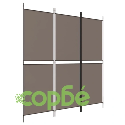 Параван за стая, 3 панела, антрацит, 150x200 cм, текстил ➤ топ цена ➤ sorbe.bg