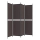 Параван за стая, 4 панела, кафяв, 200x200 см, плат