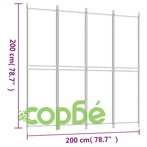 Параван за стая, 4 панела, кафяв, 200x200 см, плат ➤ топ цена ➤ sorbe.bg