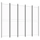 Параван за стая, 5 панела, бял, 250x200 см, текстил