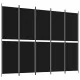 Параван за стая, 5 панела, черен, 250x200 см, текстил
