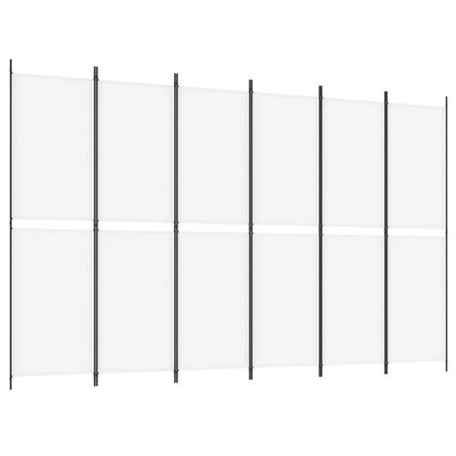 Параван за стая, 6 панела, бял, 300x200 см, текстил ➤ топ цена ➤ sorbe.bg