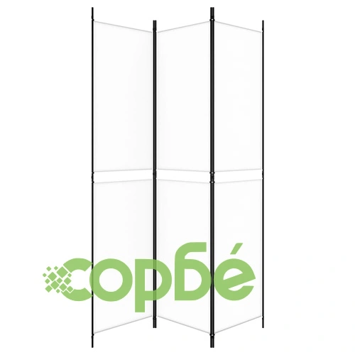 Параван за стая, 3 панела, бял, 150x220 см, плат ➤ топ цена ➤ sorbe.bg