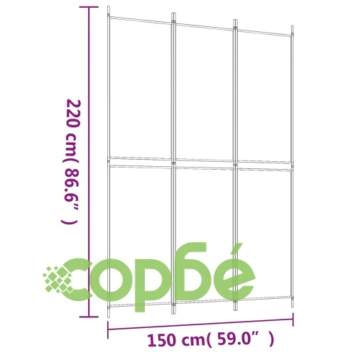 Параван за стая, 3 панела, антрацит, 150x220 cм, плат ➤ топ цена ➤ sorbe.bg