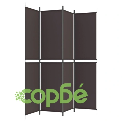 Параван за стая, 4 панела, кафяв, 200x220 cм, плат ➤ топ цена ➤ sorbe.bg