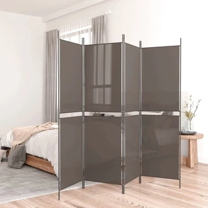 Параван за стая, 4 панела, антрацит, 200x220 cм, текстил