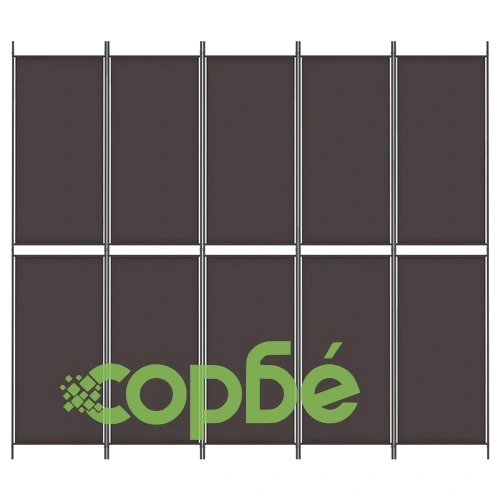 Параван за стая, 5 панела, кафяв, 250x220 см, плат ➤ топ цена ➤ sorbe.bg