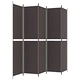 Параван за стая, 5 панела, кафяв, 250x220 см, плат