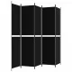 Параван за стая, 5 панела, черен, 250x220 см, текстил